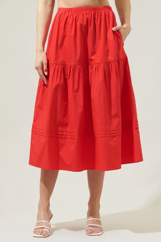 Flores Pleated Midi Skirt