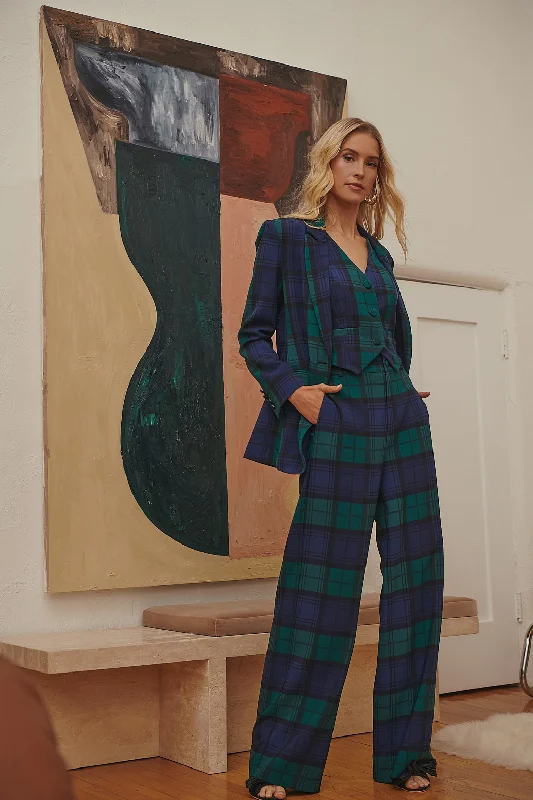 Hudson Plaid Suave Belted Wide Leg Trousers