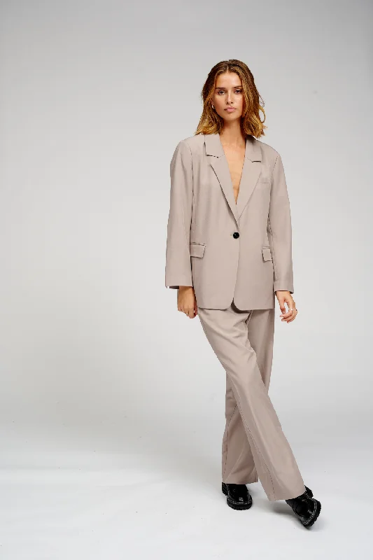 Oversized Blazer with Classic Suit Trousers - Package Deal (Grey)