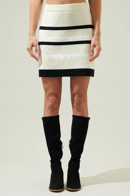 Carie Striped Mini Sweater Skirt