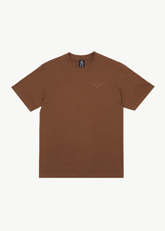 AFENDS Mens Outside - Graphic Retro T-Shirt - Toffee