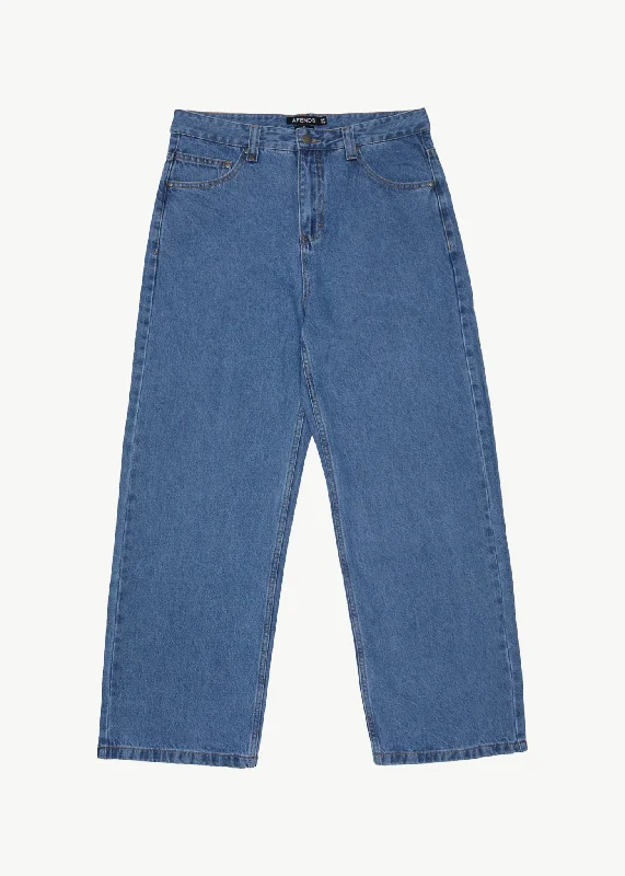 AFENDS Mens Pablo - Denim Baggy Fit Jean - Worn Blue