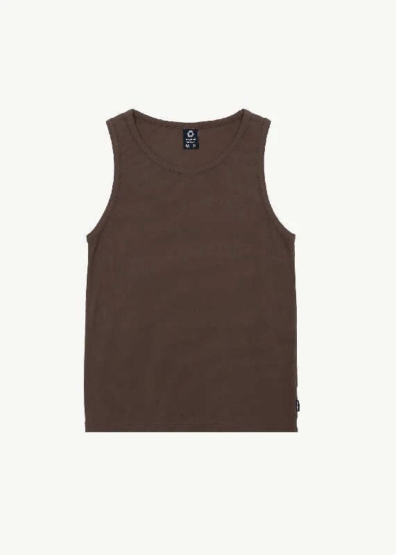 AFENDS Mens Paramount - Ribbed Singlet - Coffee