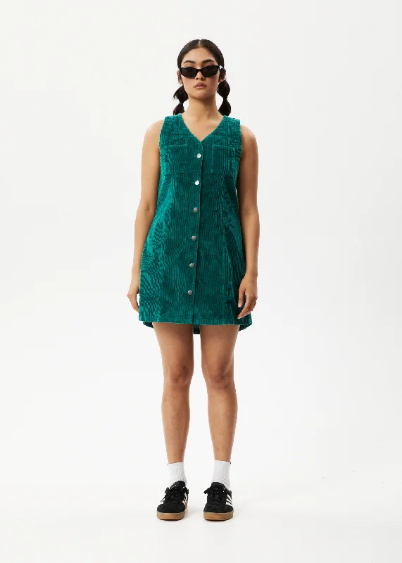 AFENDS Womens Kaia - Corduroy Mini Dress - Emerald