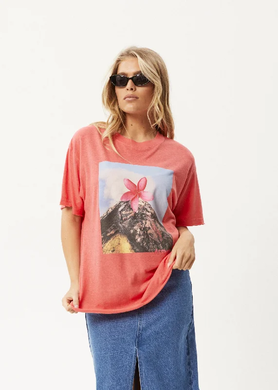 AFENDS Womens Under Pressure - Oversized T-Shirt - Washed Hibiscus