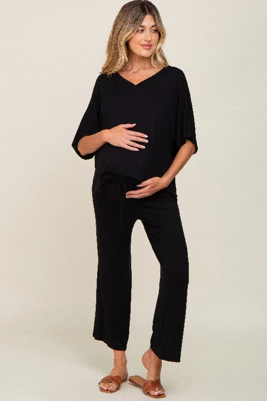 Black Cropped Pant Maternity Set