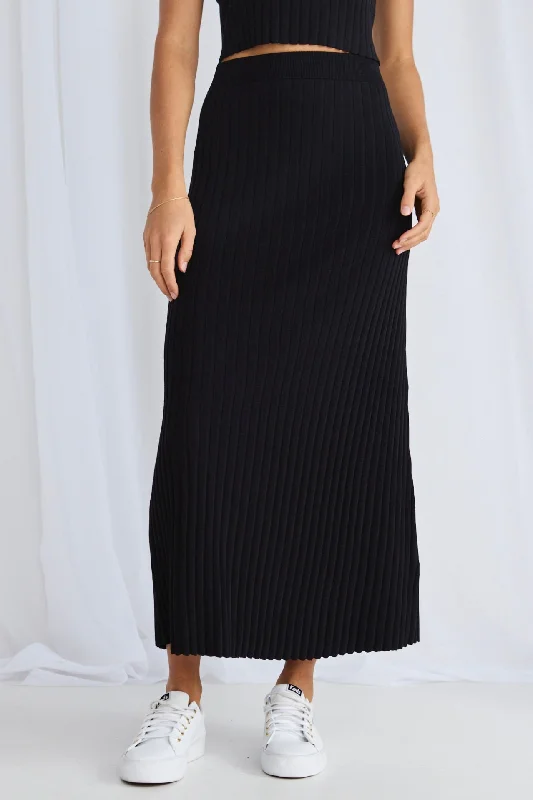 Luck Black Rib Knit Skirt