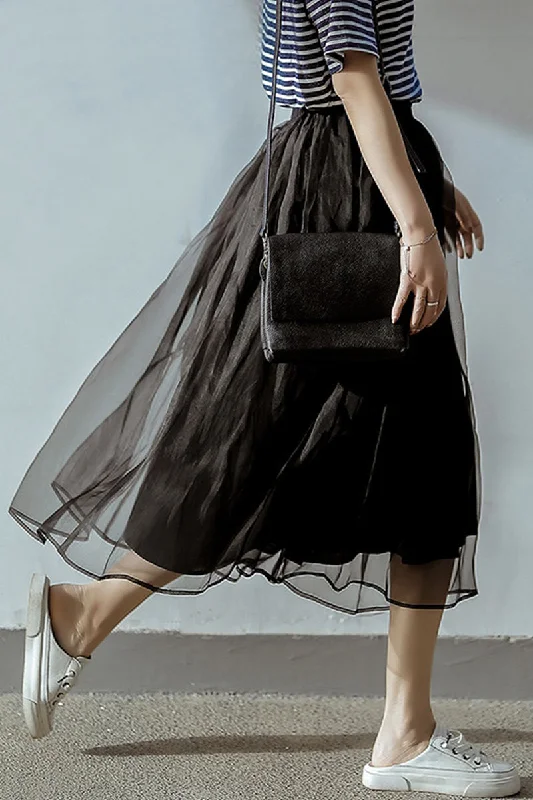 ARO LORA Elegant Pleated Mesh Skirt