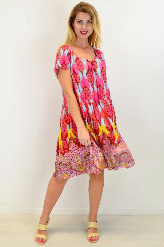 Cherry Mosaic Shift Dress Cotton Tunic