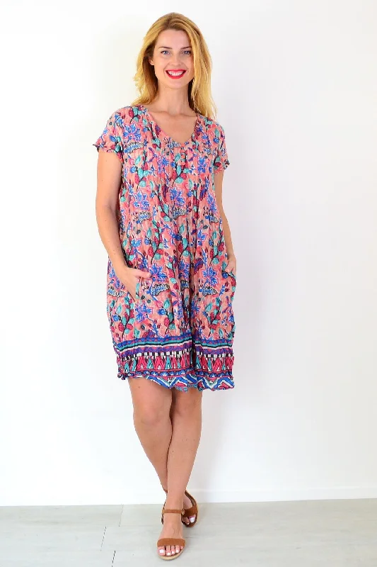 Nicola Salmon Dress Cap Sleeve Tunic