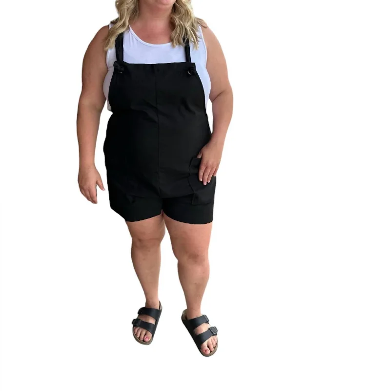 Tie-Knot Strap Pocket Overalls In Black