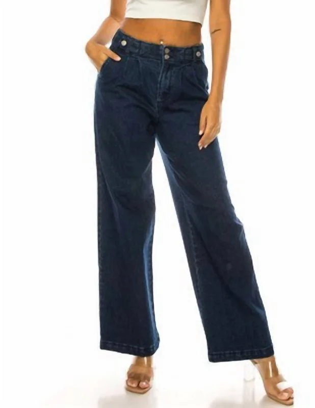 Wide Leg Jeans In Dark Denim