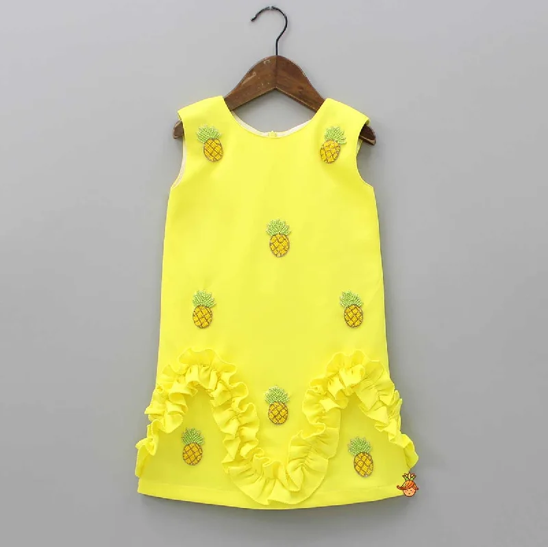 Cute Pineapple Embroidered Dress