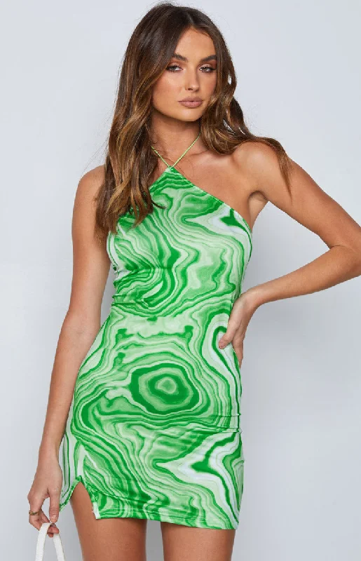 Kendall Swirl Mini Dress Green