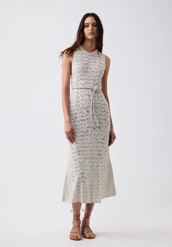 Calista Knit Midi Dress_Silver