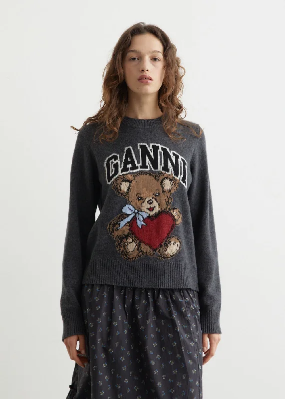 Graphic Wool Mix Bear Crewneck