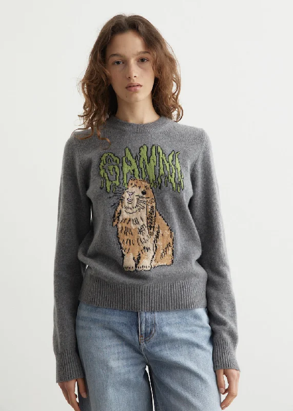 Graphic Wool Mix Bunny Crewneck