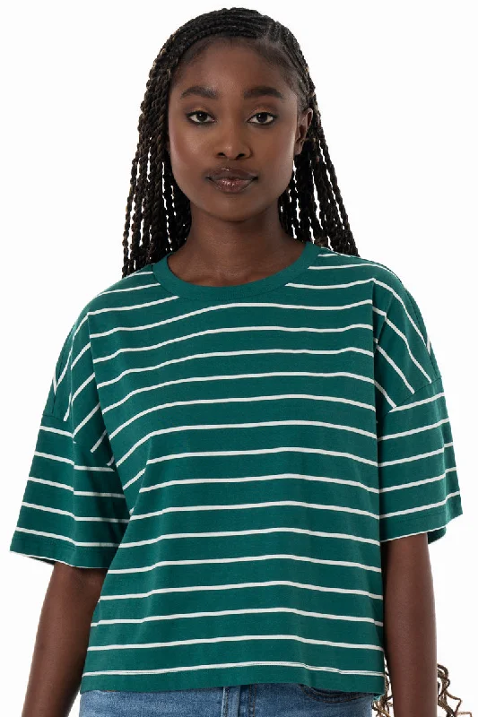 Stripe Boxy T-Shirt _ 152281 _ Green