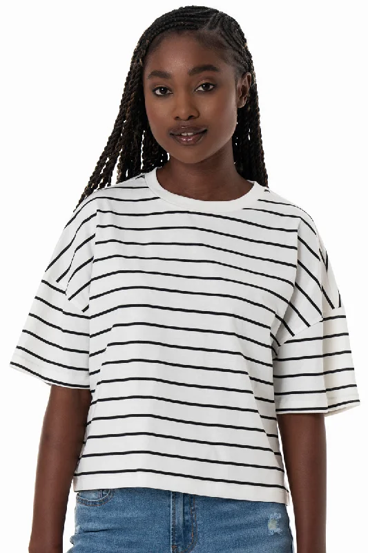 Stripe Boxy T-Shirt _ 154367 _ Milk